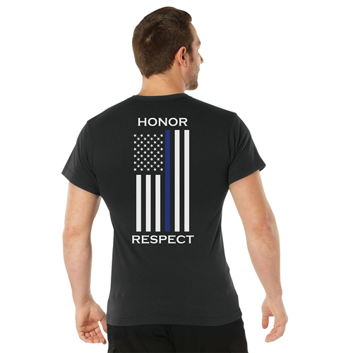 Honor and Respect 2-Sided Thin Blue Line Flag T-Shirt