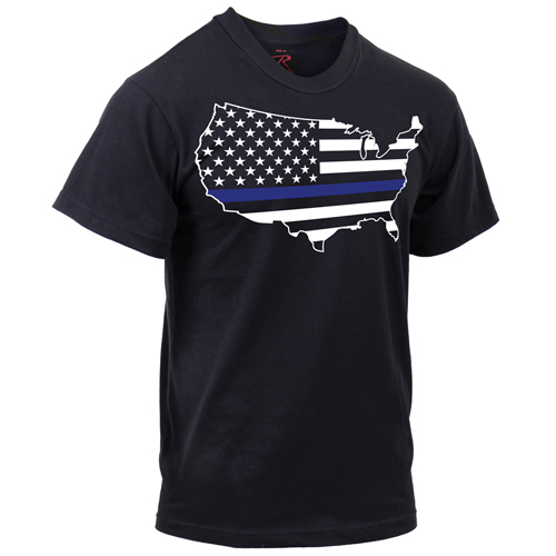 Thin Blue Line America Map T-Shirt