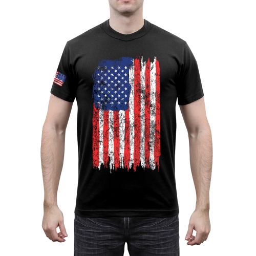 Distressed US Flag Athletic Fit T-Shirt