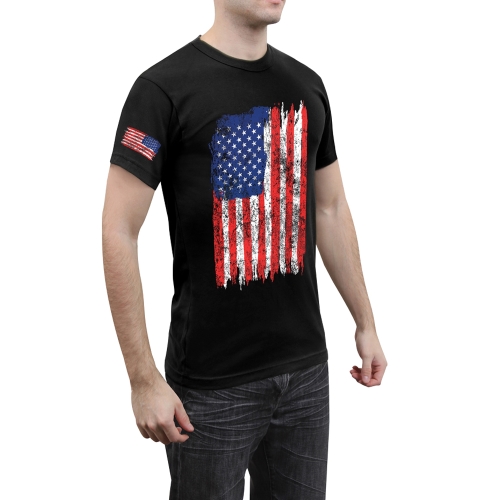Distressed US Flag Athletic Fit T-Shirt