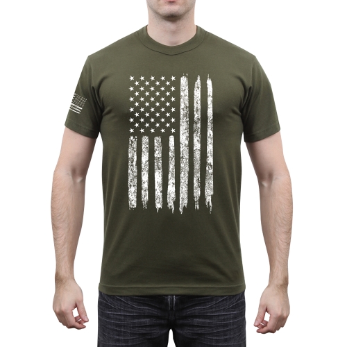 Distressed US Flag Athletic Fit T-Shirt