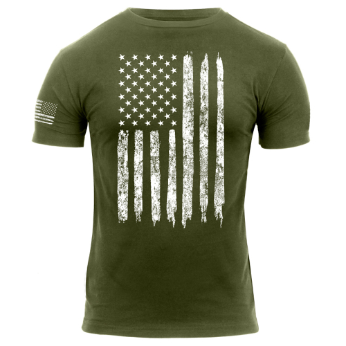 Distressed US Flag Athletic Fit T-Shirt