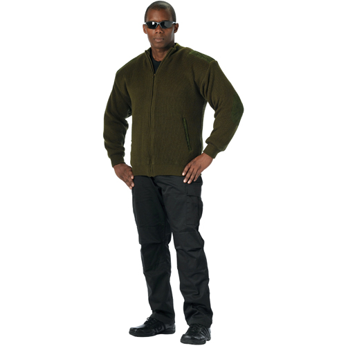 Mens Reversible Zip Up Acrylic Commando Sweater