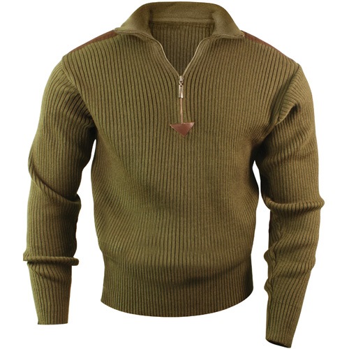 Mens Quarter Zip Acrylic Commando Sweater