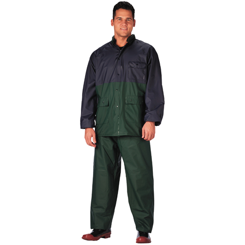 Mens 2 Piece Navy & Green Pvc Rainsuit