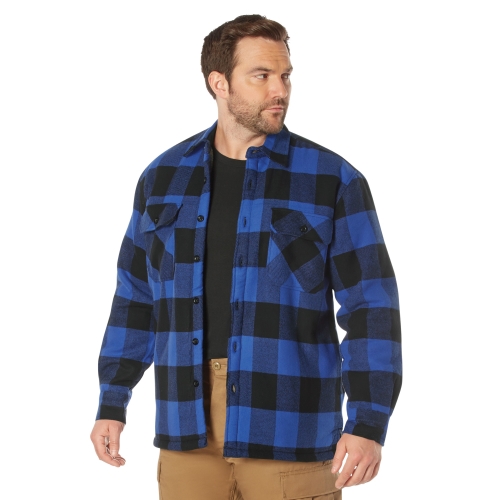 Ultra Force Mens Extra Heavyweight Buffalo Plaid Sherpa-Lined Flannel Shirts