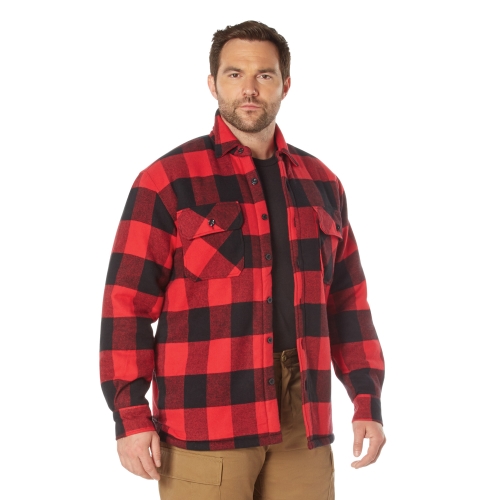 Ultra Force Mens Extra Heavyweight Buffalo Plaid Sherpa-Lined Flannel Shirts