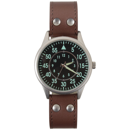 Military Style Watch With Leather Strap