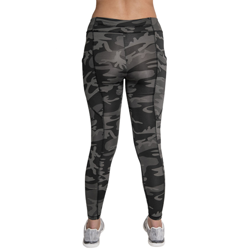 Womens Workout Performance Camo Leggings - Black Camo