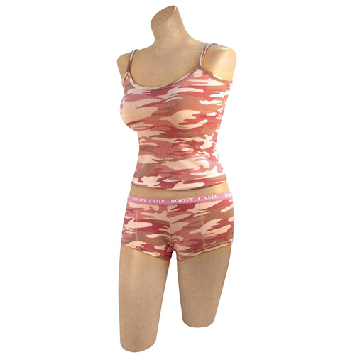 Womens Baby Pink Camo Booty Camp Tank Top