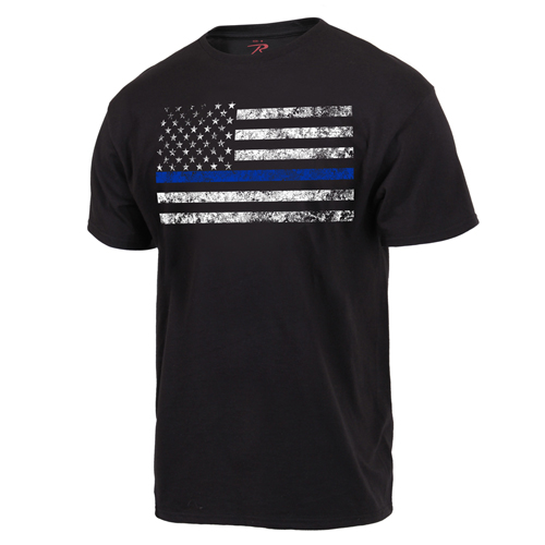 Thin Blue Line with US Flag T-Shirt