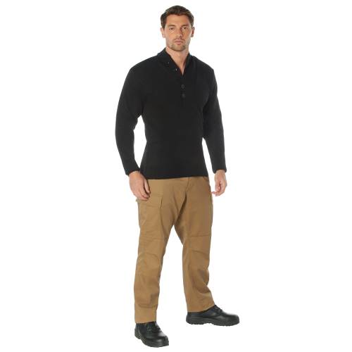 Mens GI Style 5-Button Acrylic Sweater