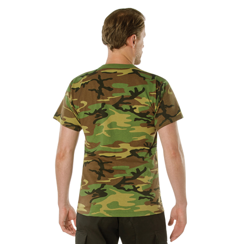 Mens Woodland Camo T-Shirt with Pocket