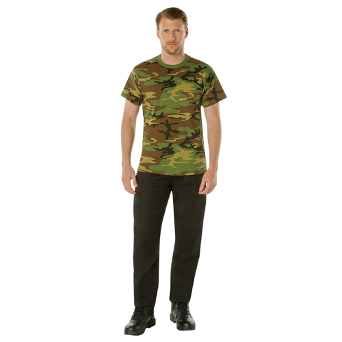 Mens Woodland Camo T-Shirt with Pocket