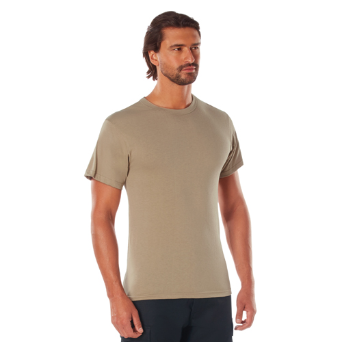 Mens Solid Color Polycotton Military T-Shirt