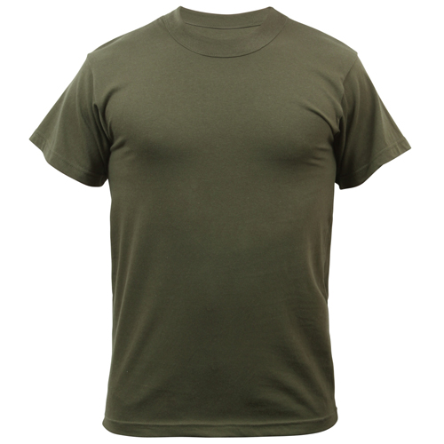 Mens Solid Color Polycotton Military T-Shirt