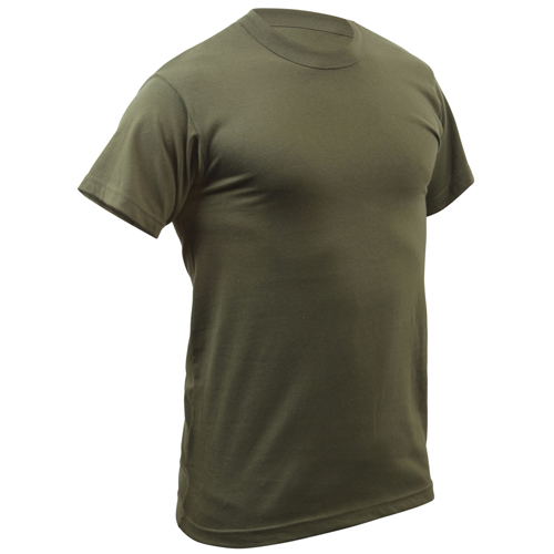 Mens Solid Color Polycotton Military T-Shirt