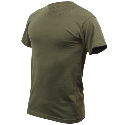 Mens Solid Color Polycotton Military T-Shirt