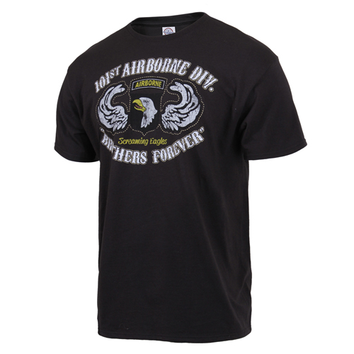 Black Ink 101st Airborne Division Printed T-Shirt