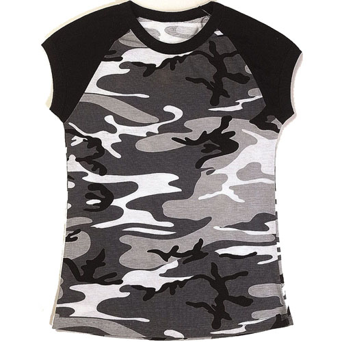 Womens Short Sleeve Camo Raglan T-Shirt