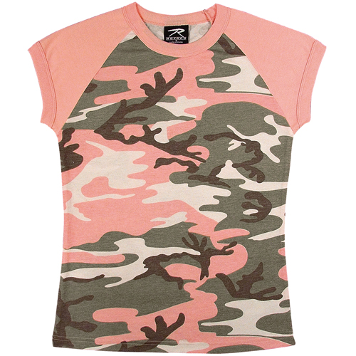 Womens Short Sleeve Camo Raglan T-Shirt