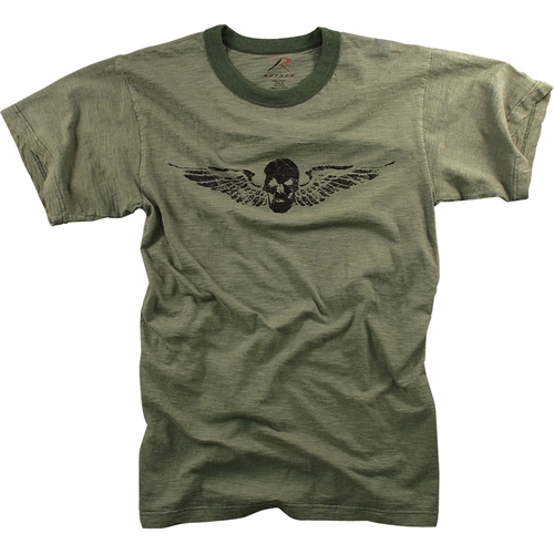 Mens Vintage Skull And Wing Slub T-Shirt