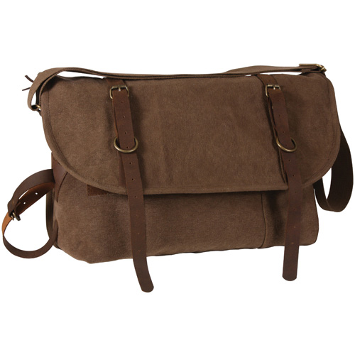 Vintage Canvas Explorer Shoulder Bag with Leather Accents