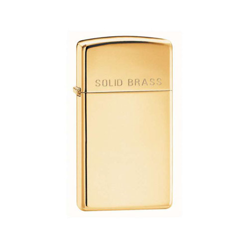 Zippo Slim High Polish Brass Lighter with Solid Brass Engraved