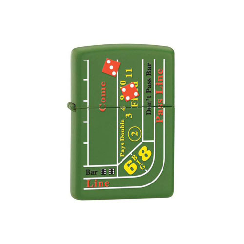 Zippo Craps Table Moss Green Matte Lighter