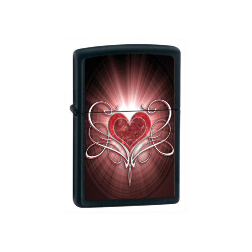 Zippo Love Heart Black Matte Lighter