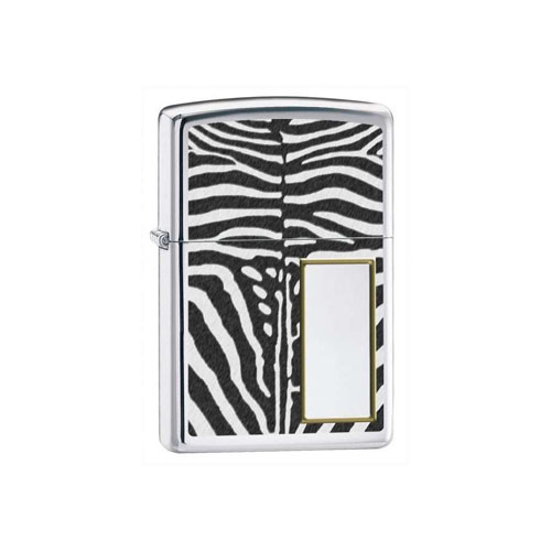 Zippo Zebra Print High Polish Chrome Lighter
