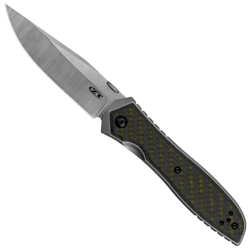 ZT 0640 Green Carbon Fiber Overlay Handle Folding Knife