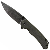 Button Lock Damascus Elementum Folding Knife