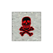 Skull Classic 2.75 Inches Red On Black Patch