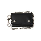 Black Extra Wide Leather Wallet with Lobster Claw Clip