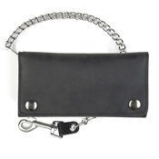 Credit Card Tri-Fold Wallet with Chain - Black
