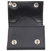 Tri-Fold Leather Chain Wallet