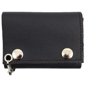 Tri-Fold Leather Chain Wallet
