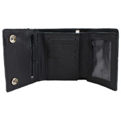 Tri-Fold Leather Chain Wallet w/ Coin Pocket