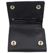 Tri-Fold Leather Chain Wallet w/ Coin Pocket