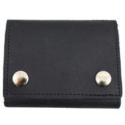 Tri-Fold Leather Chain Wallet w/ Coin Pocket