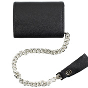 Tri-Fold Soft Leather Chain Wallet