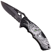 Dark Side Blades A001BGY Half Serrated Edge Blade Folding knife