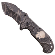 Dark Side Half Serrated Stonewash Blade Folding knife 