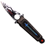 Dark Side Stainless Steel Folding Blade Knife with Cross Art