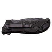 Dark Side Aluminum Handle Folding Knife with Dragon Art