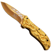Dark Side Aluminum Handle Folding Knife with Dragon Art