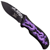 Dark Side Aluminum Handle Folding Knife with Dragon Art