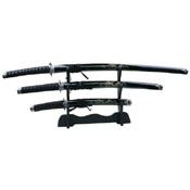 JL-021BDE4 Cord Wrapped Handle 3 Pcs Sword Set