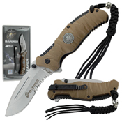 US Marine 3.5 Inch Half Serrated Edge Folding Blade Knife
